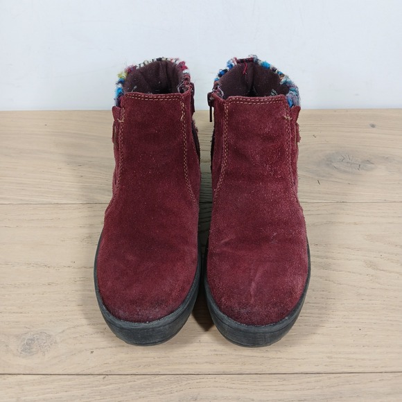 Earth Origins Boots Women 8.5 Red Leather Buckle Strap Boho Winter Ankle Bootie - Picture 6 of 10